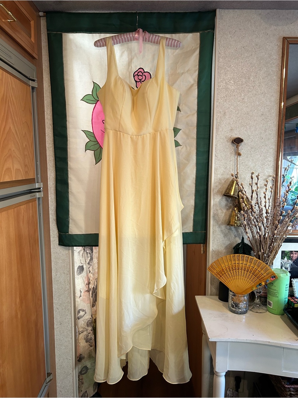 Yellow Chiffon A-Line Evening Dress - Women's Formal Gown